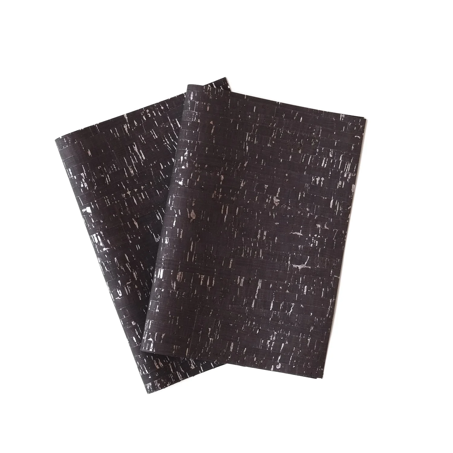 Korkleder Schwarz/Silber Muster